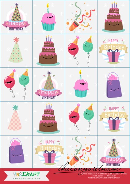 Sticker sinh nhật A4 mẫu 3